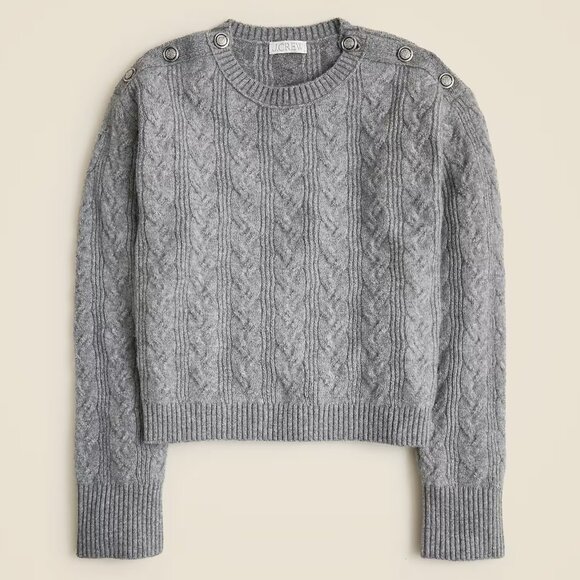 J. Crew Sweaters - J. Crew Gray Cable-knit Sweater With Buttons in Supersoft Yarn/NWT/M